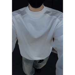 解构拼接重磅长袖t恤男春秋美式cleanfit潮牌高级感宽松打底上衣