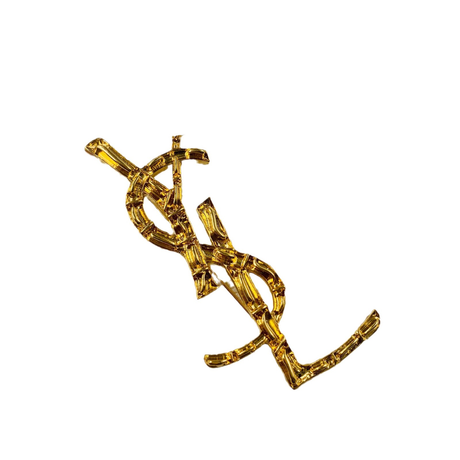Mediados de-antiguo vintage occidental galvanoplastia de oro real broche de letra Marcado oro liso image 6