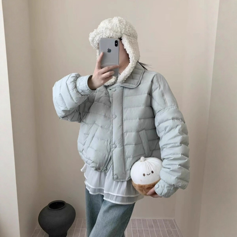 韩版羽绒服女2025冬季新款百搭翻领轻便保暖白鸭绒休闲短款外套潮|undefined
