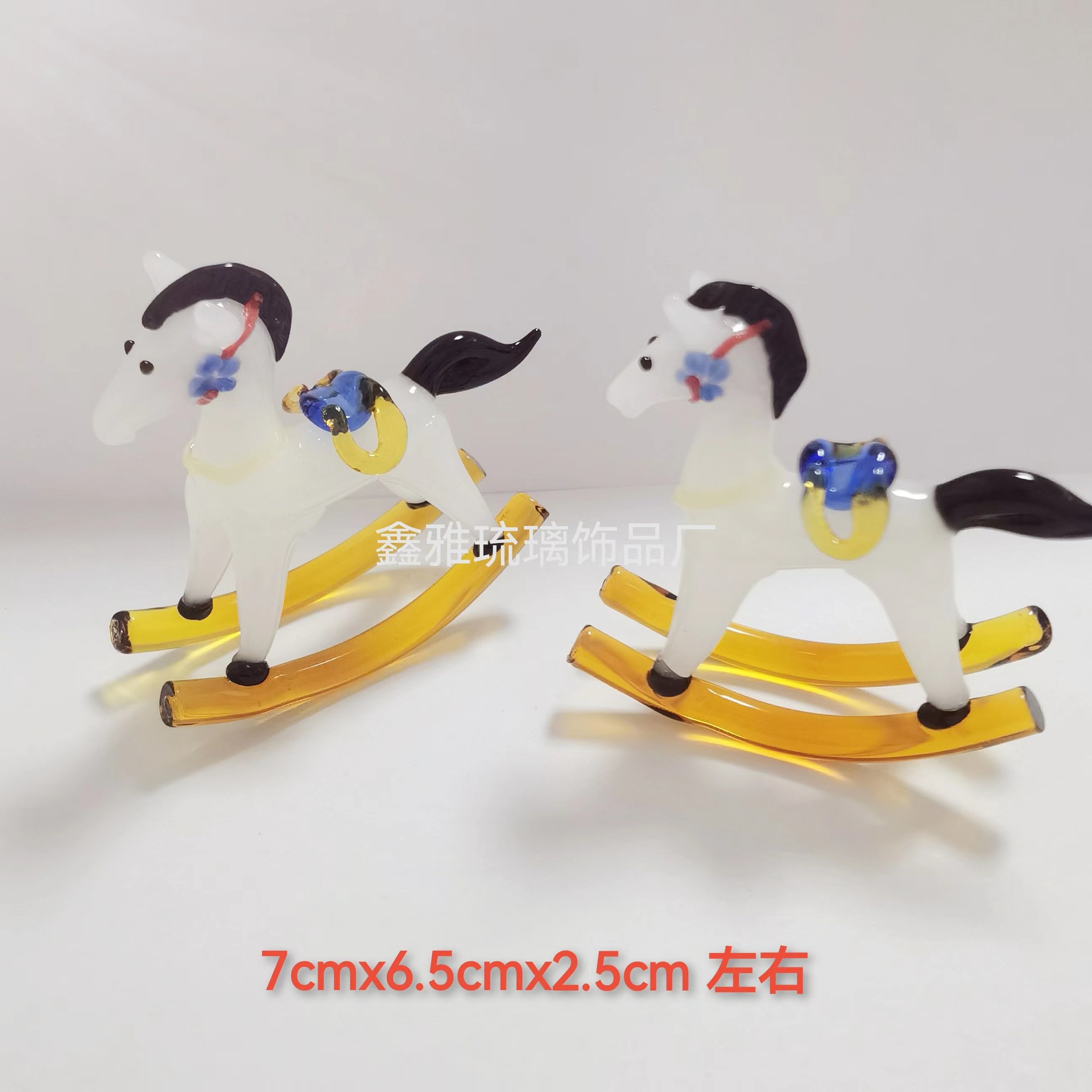 可爱卡通立体琉璃摇摇马摆件淄博琉璃工艺品创意家居装饰品批发