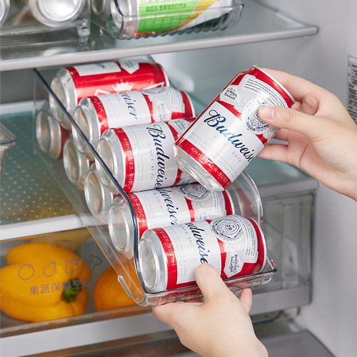 Refrigerator storage box large capacity easy pull-cane beverage storage box transparent plastic kitchen fruit vegetable organization storage