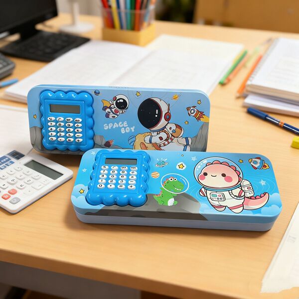 Children's cartoon plastic double-sided pencil case for students