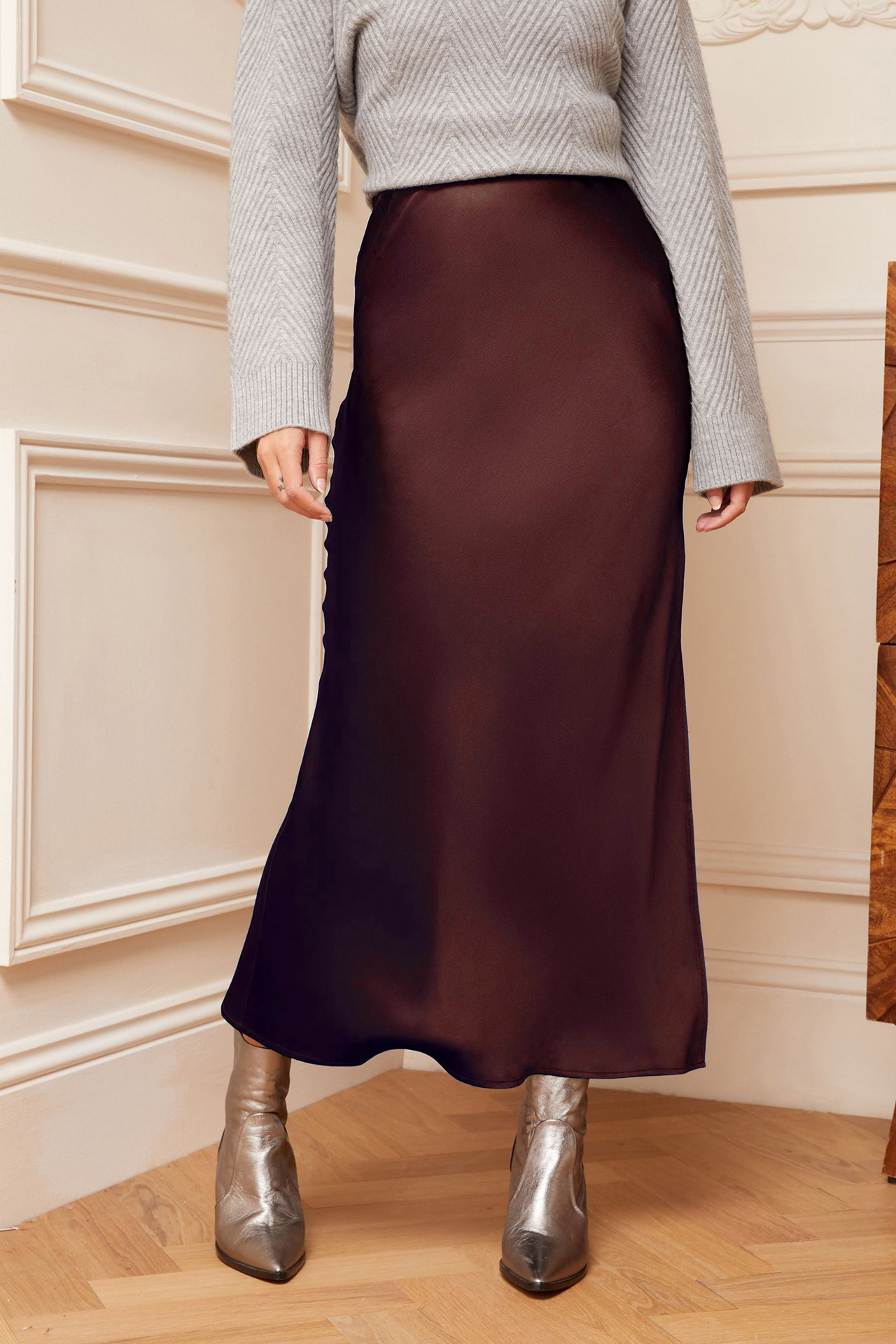 L'Été Le Printemps Rétro Style Classique Couleur Unie Polyester Robe Mi-Longue Jupes display picture 21