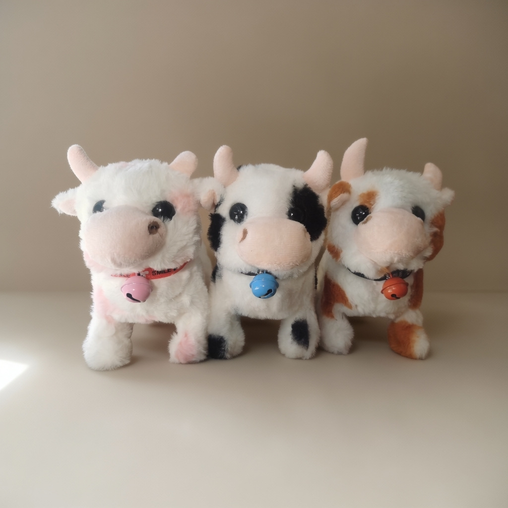 Vaca de Peluche Eléctrica de Felpa y Plástico, Interactiva con Sonido y Movimiento, para Niños