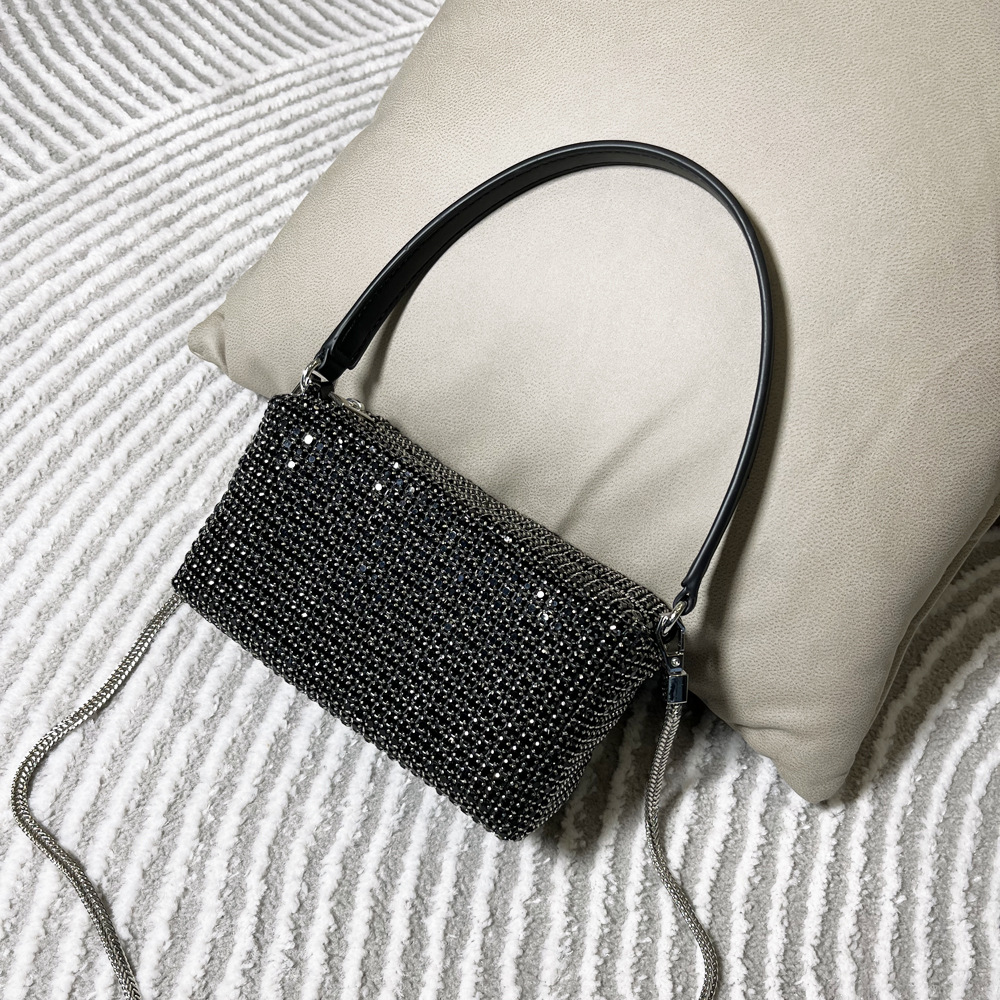 Rhinestone Top Handle Bag Sparkling Crystal Mini Shoulder Purse_voghion.com