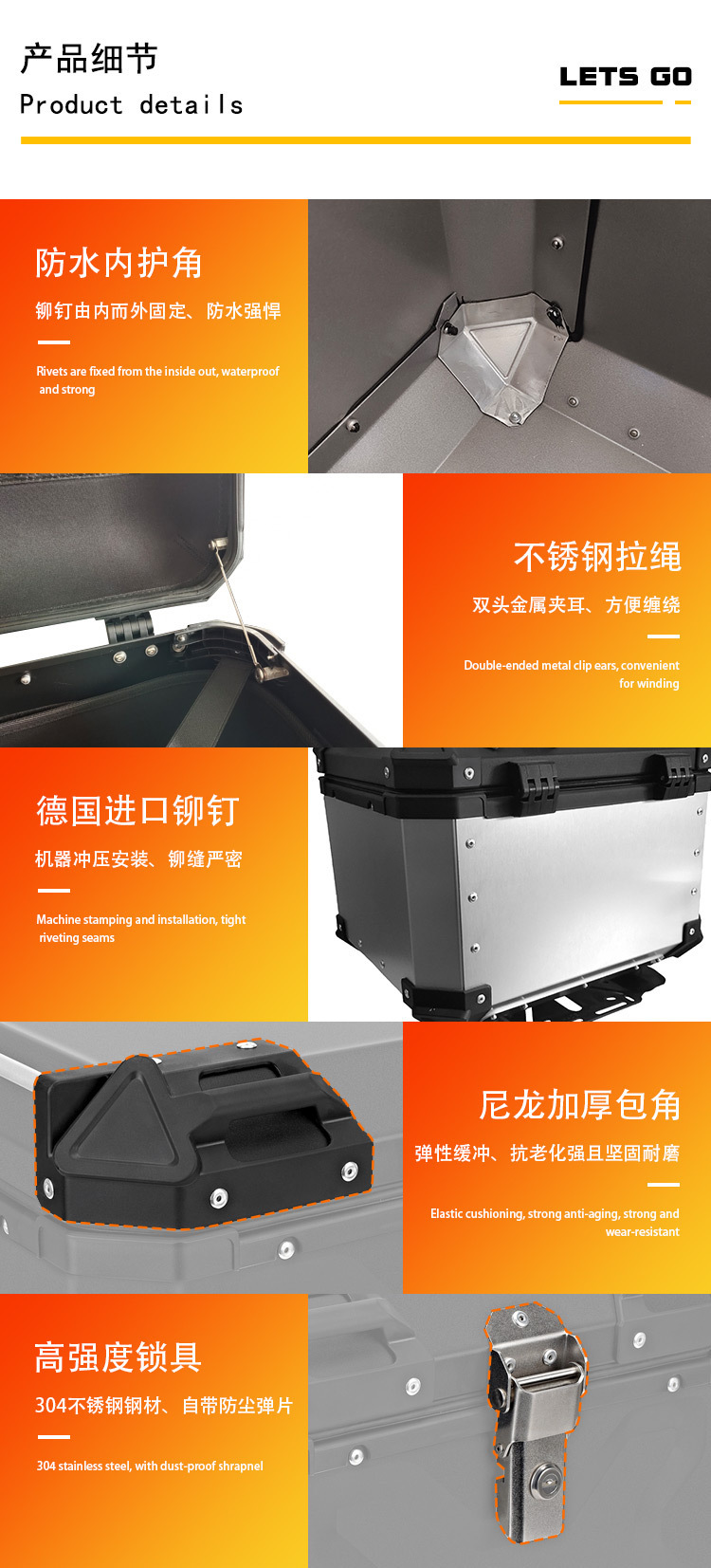 45L Deep X Motorcycle Electric Vehicle Storage Box Aluminum Alloy Trunk Quick-Release Large Capacity Tail Box for Motorcycles and Electric Vehicles