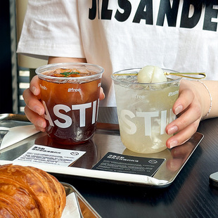 Trendy Disposable Pet Cold Drink Cup with Lid for Milk Tea, Bubble Tea, and Takeaway Packaging, Wholesale Chubby Cups