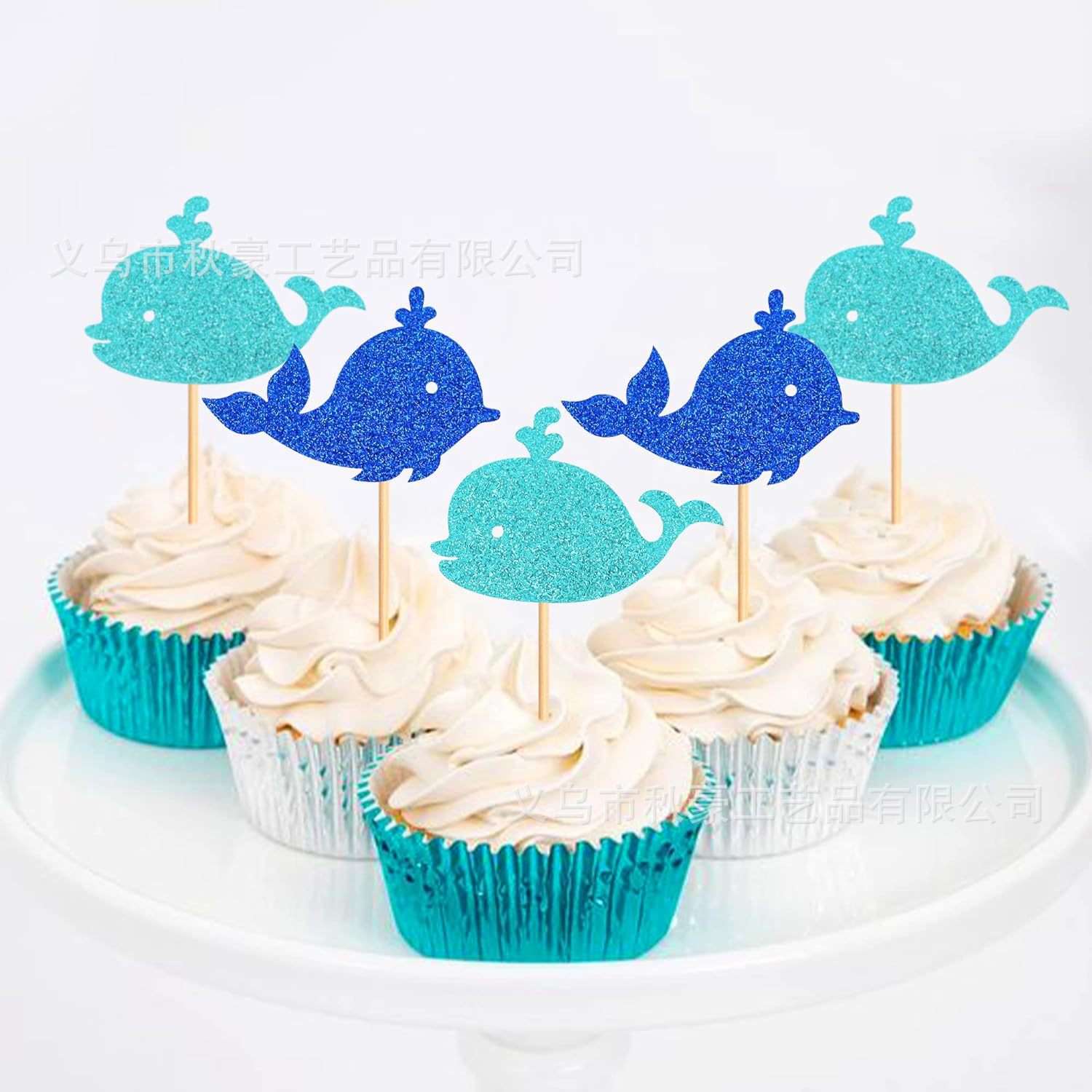 Navegación mar destello ballena cupcake decoración cartón decoración ducha bebé escuela de cumpleaños para niños