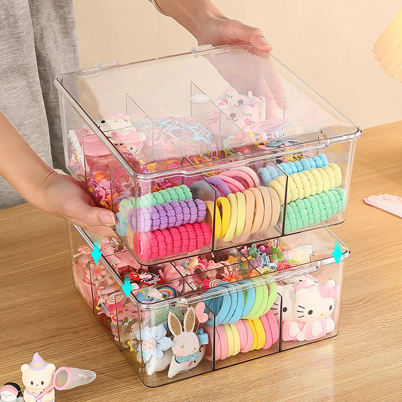 Children's Hair Accessories Storage Box Large Capacity Beaded Girls' Rubber Band Hair Rope Hairpin Finishing Girls' Hand Accessories Jewelry Box
