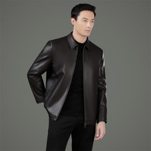 2025新款皮衣外套男高端绵羊皮复古机车品牌男士潮流翻领真皮夹克