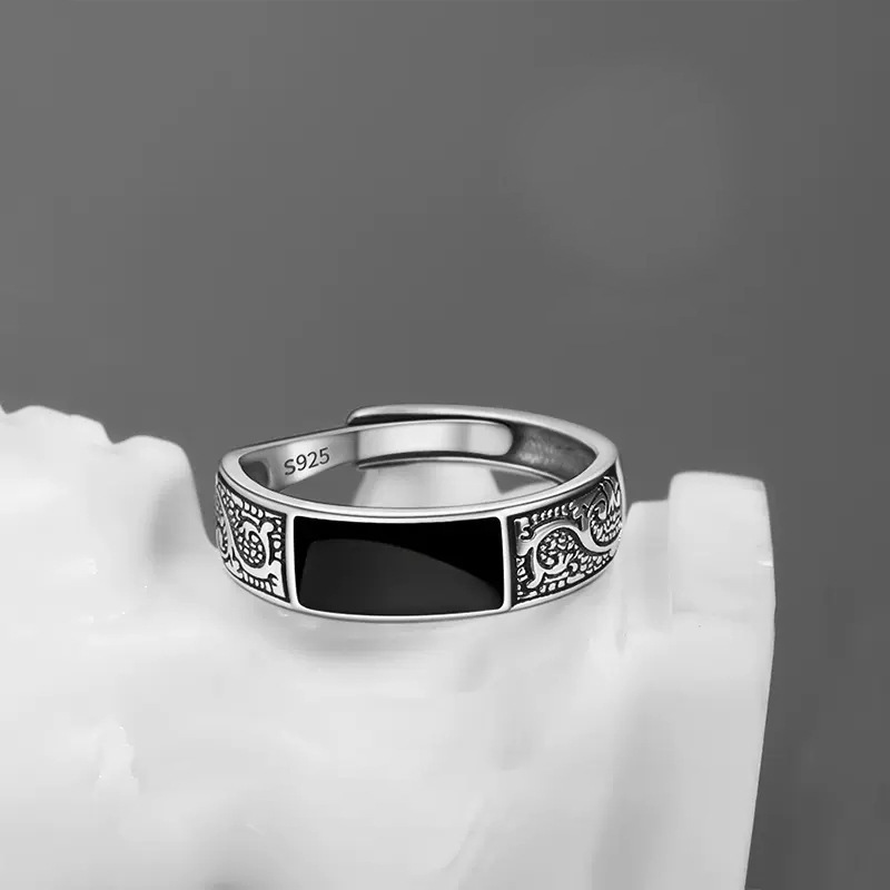 Geometric Pattern Retro Geometric Copper Plating Men's Open Rings