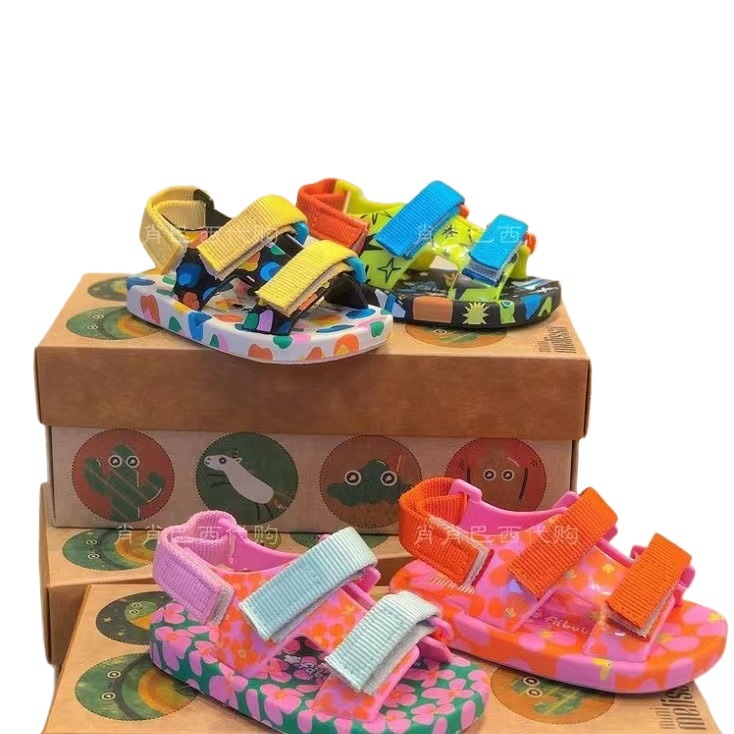 Summer New Melissa Casual Boys Open-Toe Camouflage Sandals Velcro Girls Beach Shoes Non-Slip Camouflage Style