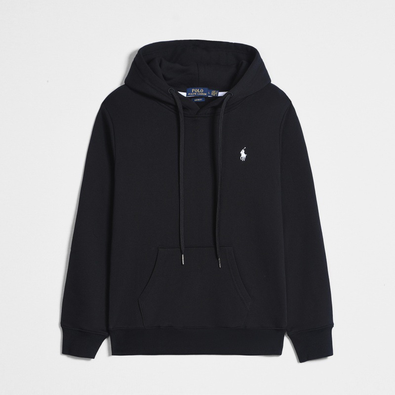 Hooded pullover sweatshirt - black with white logo