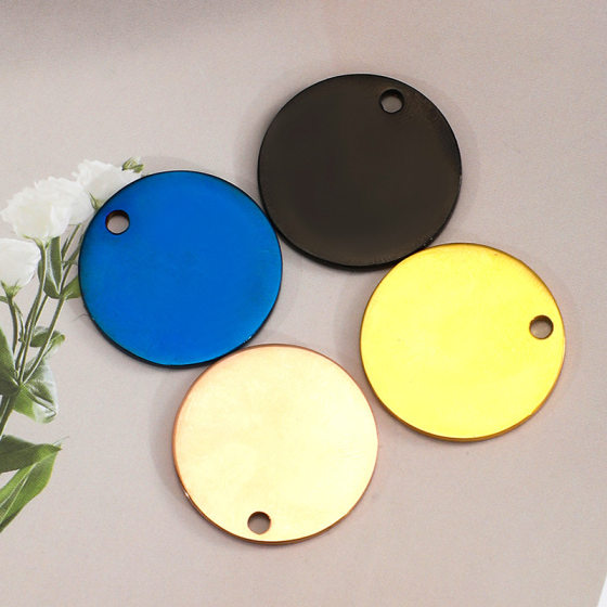 Stainless Steel Dog Tag Cross-border Hot Sale Round Blank Pet Cat Dog Tag Tag Tag Anti-lost Identity Card Laser Engraving