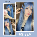假发全头发型女蓝色刘海Lolita长直发女团同款日系原宿自然wig