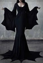 2022秋季亞馬遜歐美新款聖節個性街頭蝙蝠純色女裝連衣裙