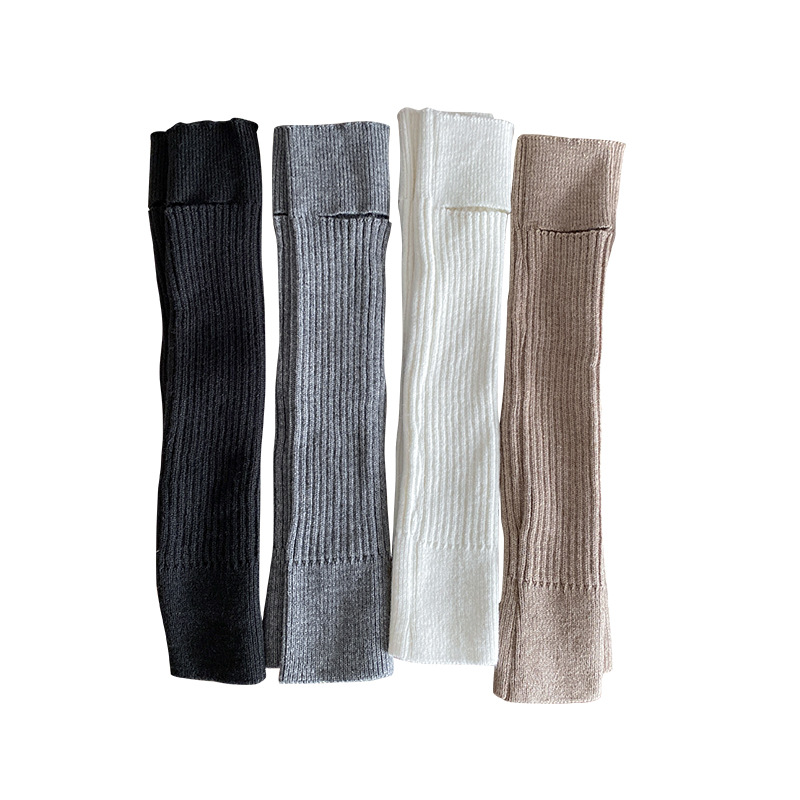 Scaldamuscoli Bootshang in cotone, autunno e inverno, calzini da donna in cashmere, spessi e caldi, in pile lavorato a maglia, a righe verticali grigie, al polpaccio_voghion.com