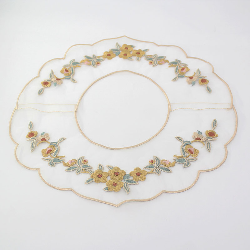 梅花纱底旗袍半领刺绣领托辅料手工半成品云肩材料绣花中式领装饰