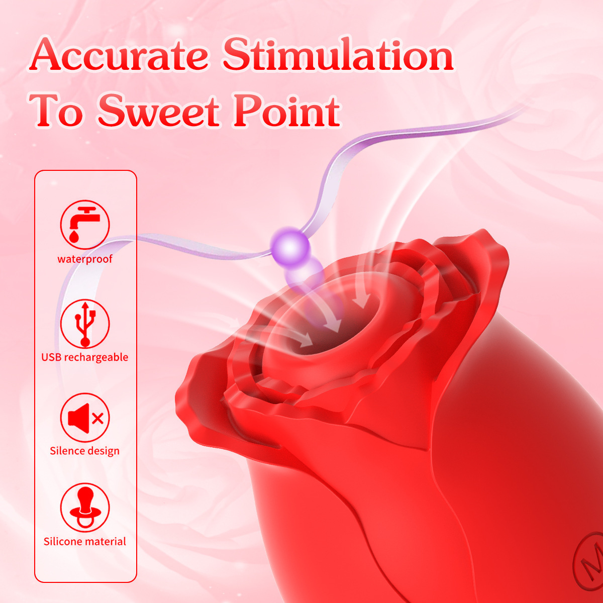 Rose Shaped Suction Vibrator For Women, Powerful Female Vibrator_voghion.com