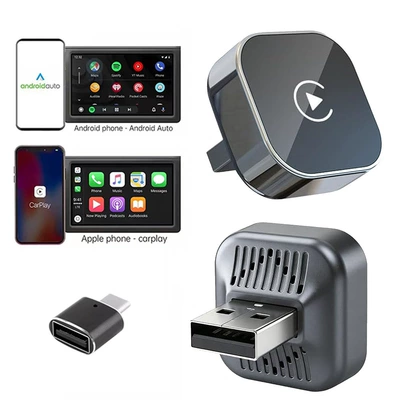 Popular Wireless Carplay Box Android 2-in-1 Adapter Plug-And-Play Ota Upgrade Compatible with 98% of Cars (Simsiz CarPlay və Android Auto) - k16d-metallic-gray-adapter-overseas-version