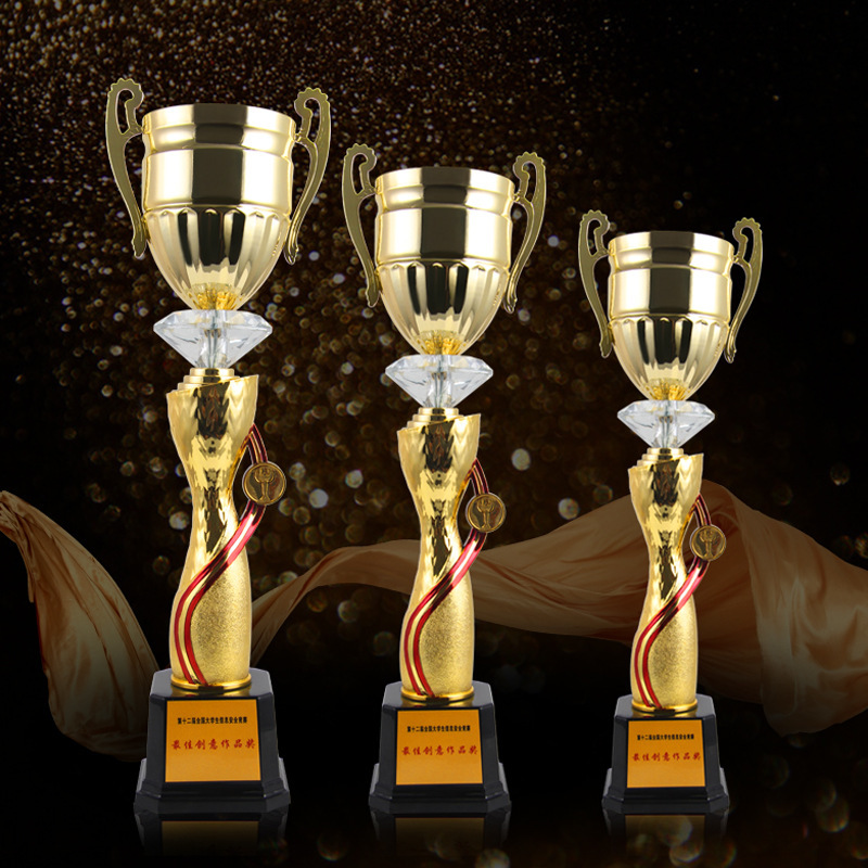 Trofeo metálico de recuerdo para eventos de celebración universales, premio para reuniones anuales, trofeo empresarial, trofeo de cinco estrellas