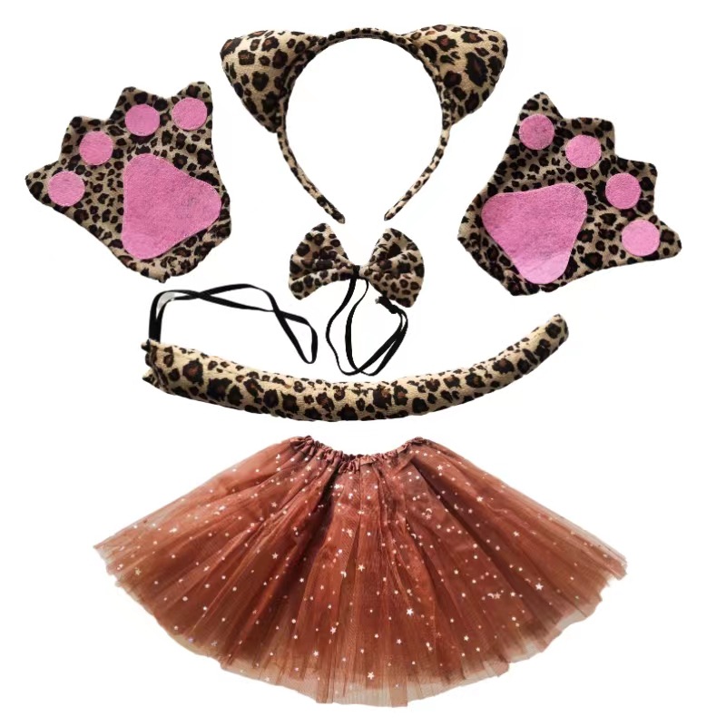 Orejas de estampado de leopardo diadema orejas de gato lindo Halloween Cosplay accesorios para adultos decoración del partido suministros