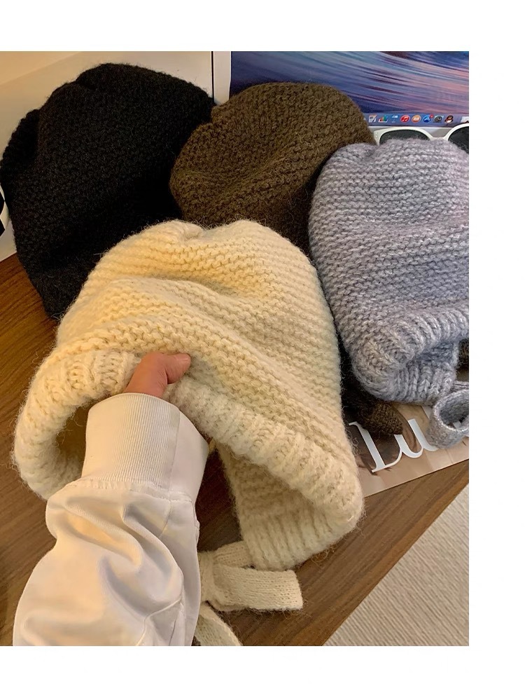 Cappello da sacco con passamontagna in lana, cappello in peluche Lei Feng, cappello invernale con protezione per le orecchie, cappello lavorato a maglia per bambini_voghion.com