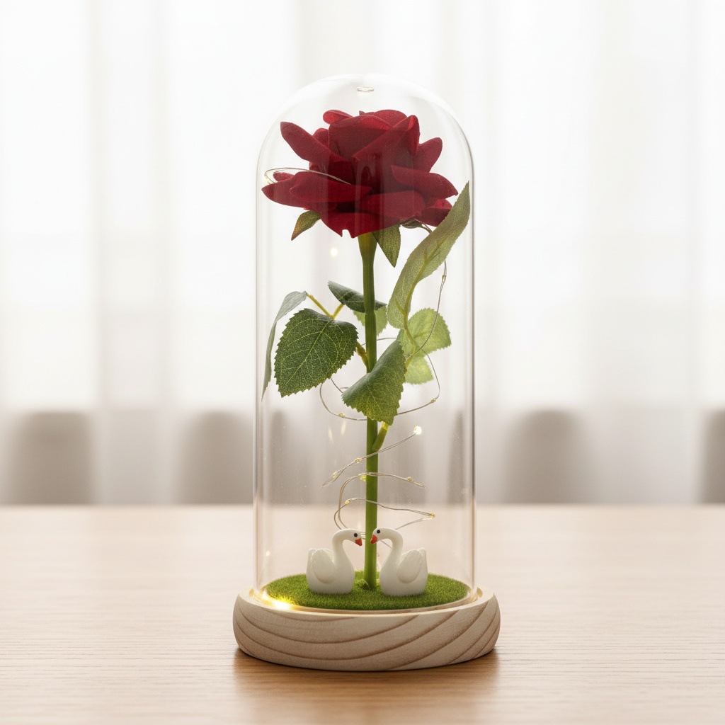 Rosas rojas + Cignes pequeños + troncos