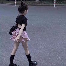 可爱女童2025夏款套装新款儿童短袖T恤百褶裙两件套洋气蛋糕夏装