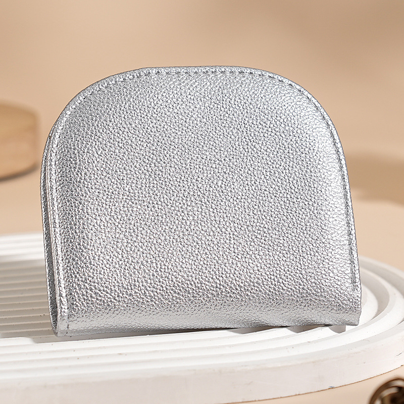 Nuevo medio círculo mini mujer simplista simplista cartera compacta multi-tarjeta de color sólido multi-cartera de cambio corta