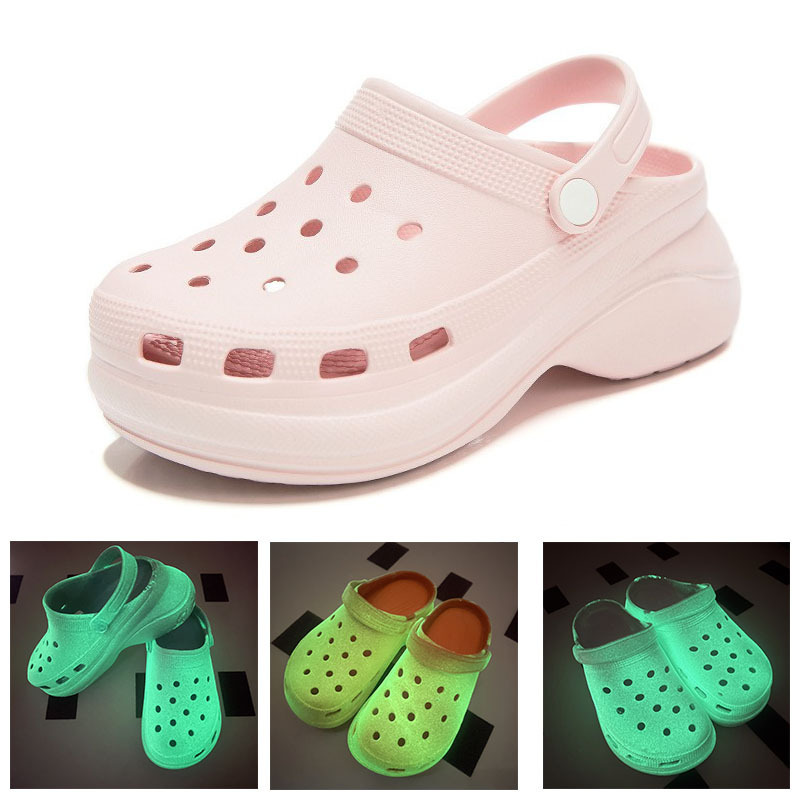 New Parent-Child Gretel Luminous Clogs Cross-Border Women's Thick-Soled Outer Garden Shoes Naturally Luminous Sandals and Slippers