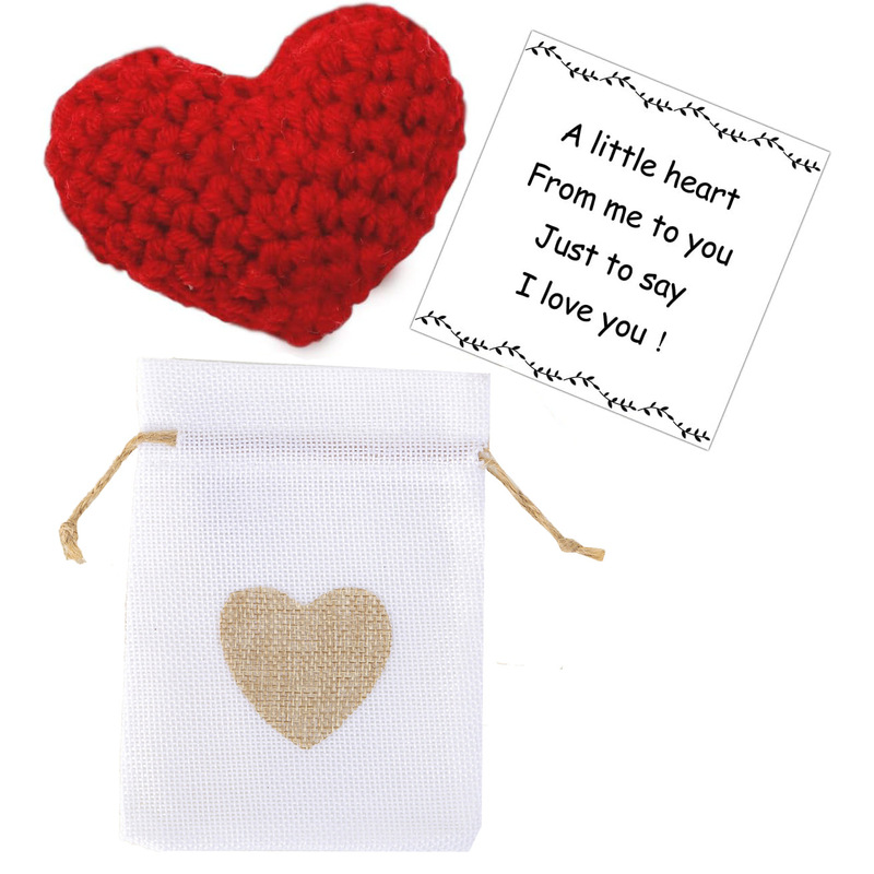 Pocket Heart Gratitude Gift Handmade Crochet Heart Gift Set Includes Greeting Card for Your Loved Ones