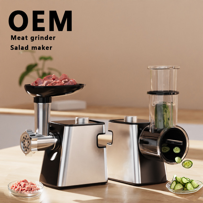Cross-Border Hot-Selling In-Stock Sausage Stuffer and Meat Grinder Multifunctional Food Processor for Home Use, Made of Stainless Steel
