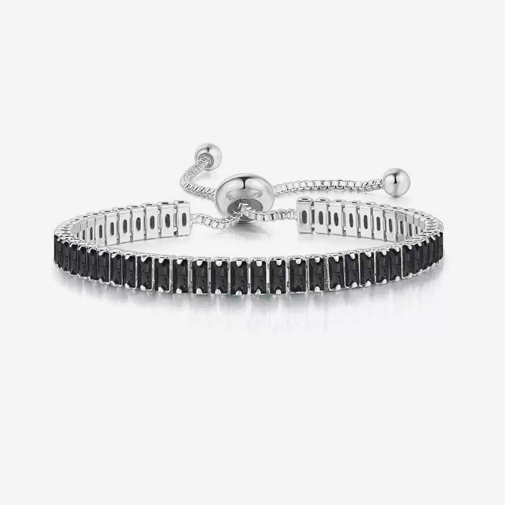 black tennis rectangular bracelet hip-hop style with zircon for men…