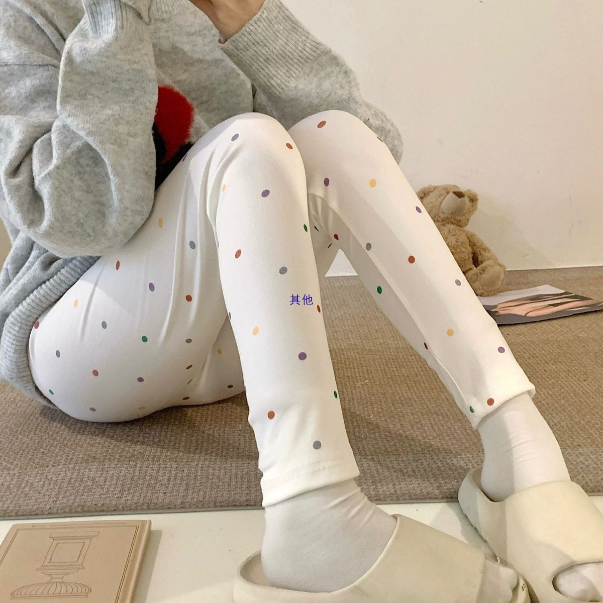 秋冬女士打底裤德绒速热秋裤长裤内穿衬裤卡通居家可爱睡裤保暖裤