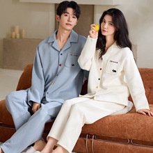 空气棉睡衣女冬季新款薄夹棉秋冬款情侣套装纯棉男士家居服加厚