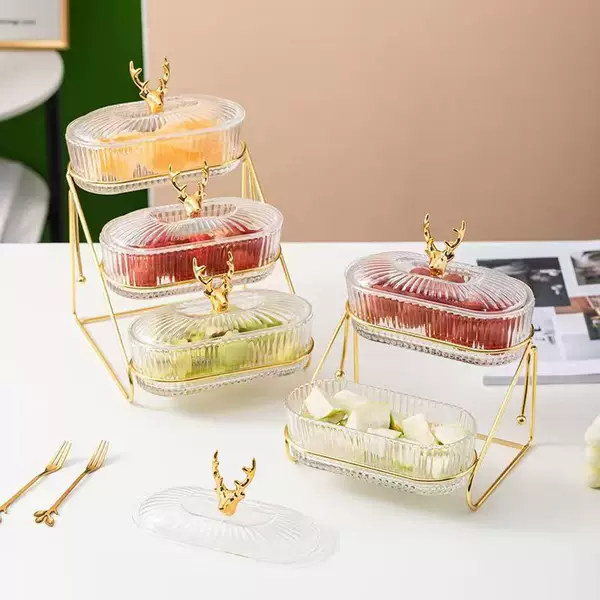 Light Luxury 3-Tier Fruit Tray, Home-Use Coffee Table Tray for Dried Fruits and Snacks, Seed and Candy Tray, Tea Snack Tray, Trendy Snack Tray