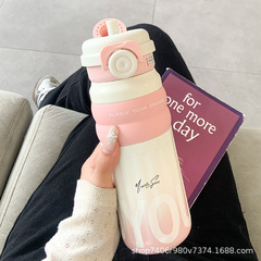 保温杯女生带吸管水杯女新款2025高颜值大容量便携316不锈钢杯子
