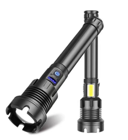 Linterna telescópica con zoom P90, reflector de patrulla, luz lateral COB, iluminación de emergencia para exteriores, luz potente de alta resistencia