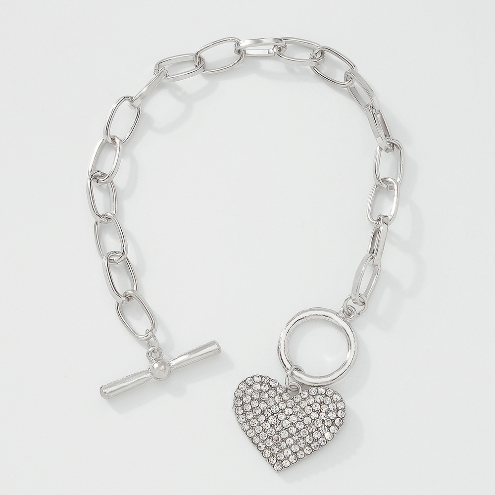 Cross-border Simple Small Fragrant Wind Geometric Chain Full of Rhinestone Love Necklace Bracelet