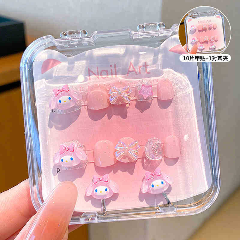 Rain Spirit Sanrio parches de manicura desmontables para niños Kulomi chicas usan pegatinas de uñas al por mayor