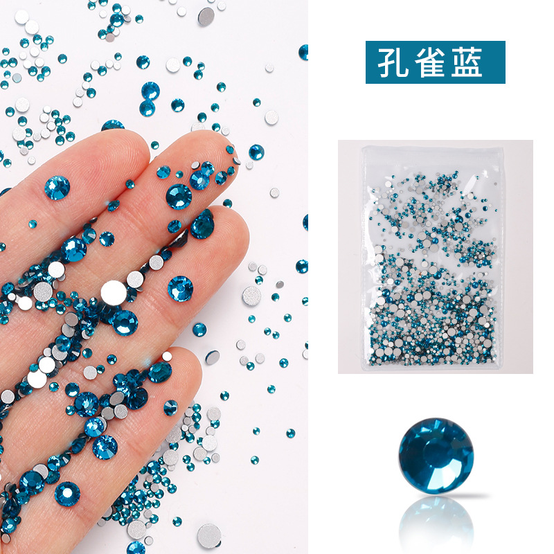 Joyería de uñas diamante plano transparente AB diamante DIY decorativo uñas rhinestone tamaño mezclado cristal diamante color 1440