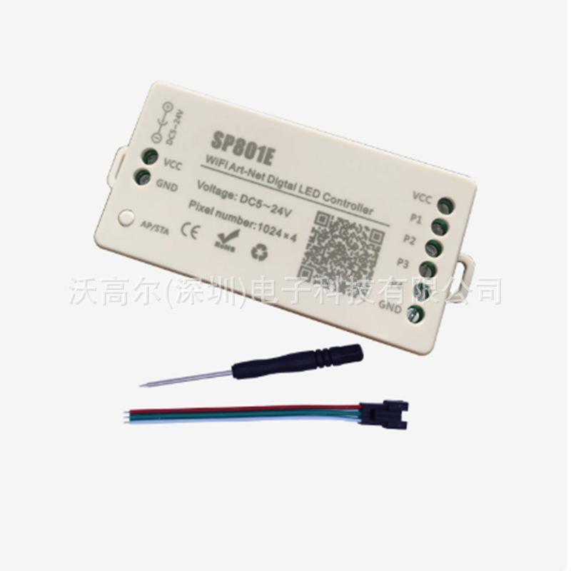 Sp801E Full Color Ap and Sta Dual Mode Rectangular Light Fixture Wifi Art-Net Controller 5-24V