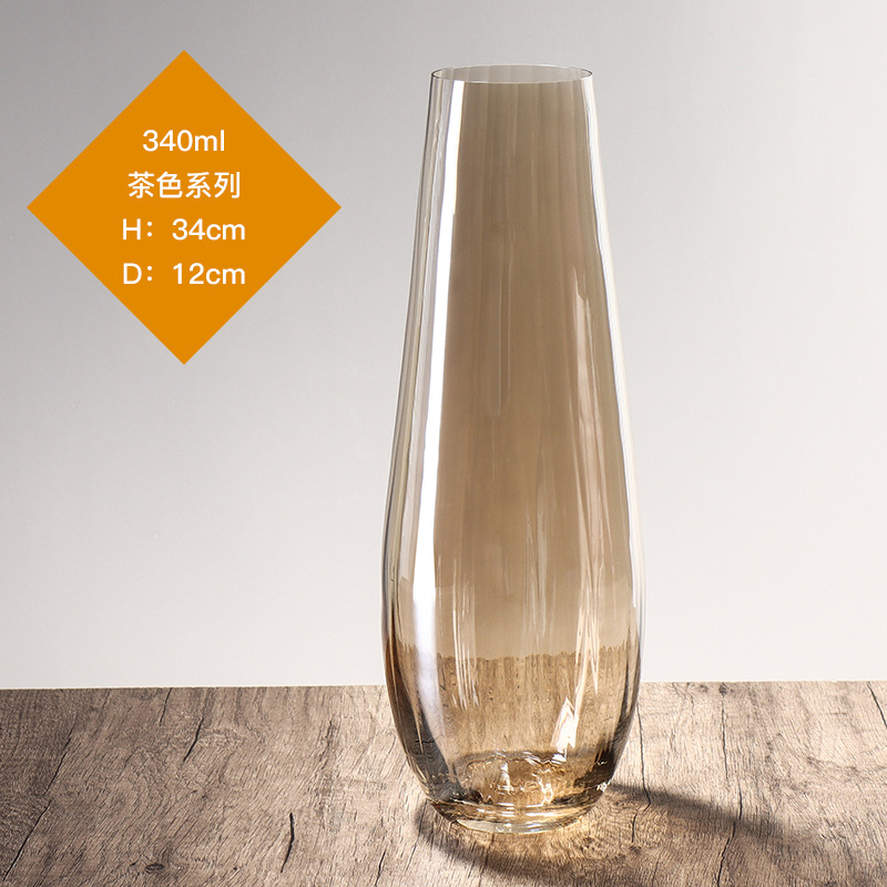 Lex sin plomo cristal vasos grandes estilo europeo simple viento transparente alta permeabilidad sala de estar hidropónica decoración de flores secas