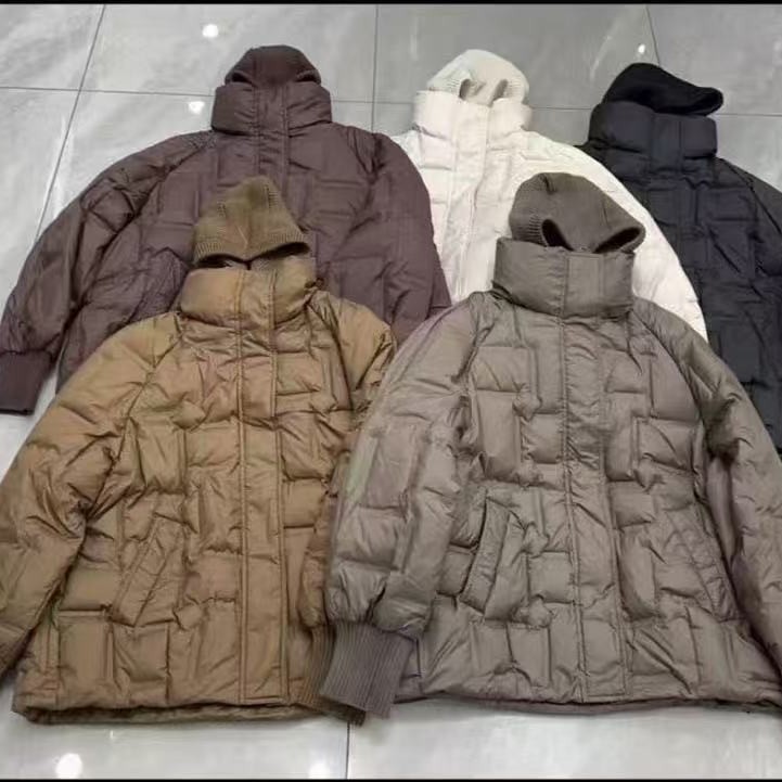 跨境秋冬新款羽绒服女中长款百搭保暖白鸭绒针织帽韩版欧货外套潮|undefined
