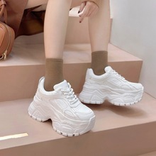 松糕厚底小个子时尚休闲鞋女小白鞋真皮白色显脚小轻便增高老爹鞋