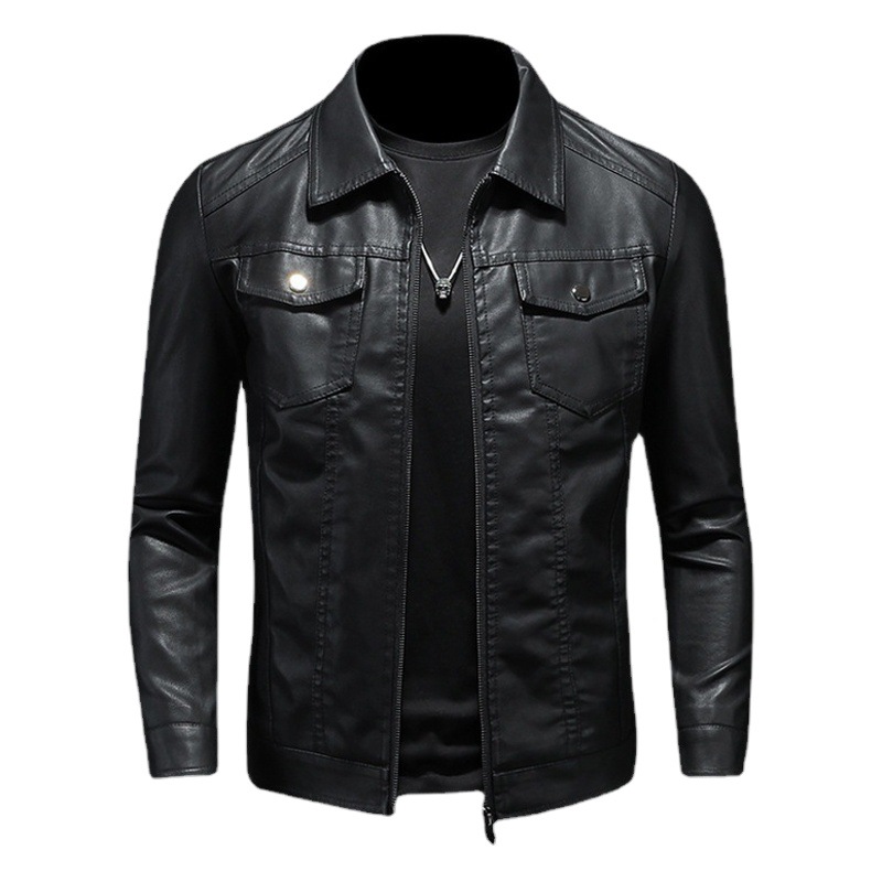 Chaqueta de cuero para hombre 2025 nueva primavera, otoño e invierno estilo coreano delgado tendencia más terciopelo chaqueta de motocicleta gruesa chaqueta de cuero para hombre