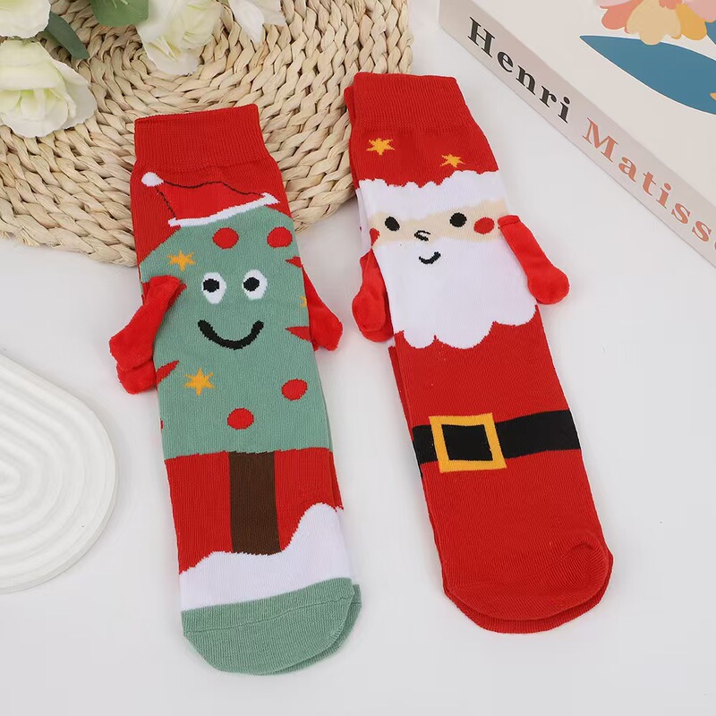 Magnetic Couple Socks, Solid Color Quirky Mid-Calf Socks, Personalized Breathable Versatile White Socks, Christmas Socks Magnetic Couple Socks, Solid Color Quirky Mid-Calf Socks, Personalized Breathable Versatile White Socks, Christmas Socks