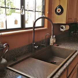 复古洗菜盆水盆厨房水槽不锈钢洗手盆台盆不锈钢金色大单槽麦太保