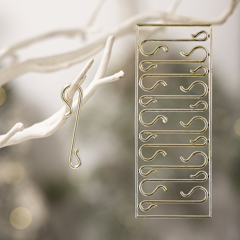 Christmas S Hook Pendant Christmas Tree Accessories Golden Hook Transparent Color Christmas S Hook Decoration_voghion.com